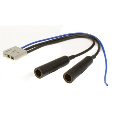 Car audio cable with two connectors on a white background