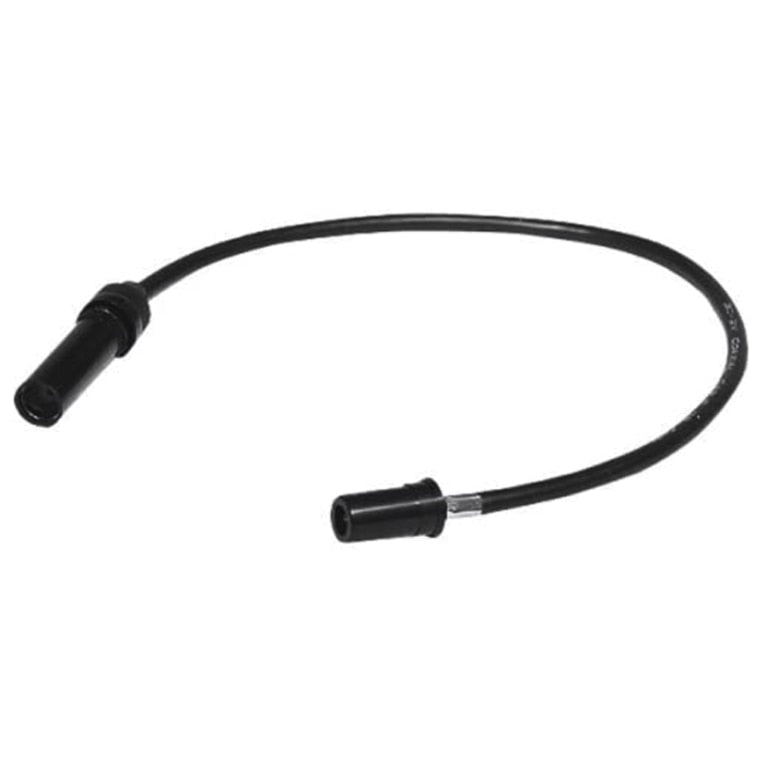 Black ignition cable on a white background