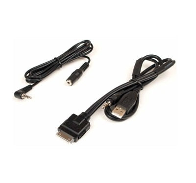 Black 30 pin to USB and audio auxiliary cable set
