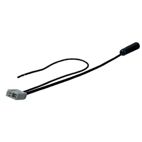 Black temperature sensor probe with white plastic connector and wiring